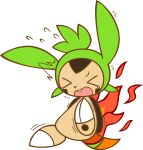 alpha_channel alternate_version_at_source ambiguous_gender anthro bodily_fluids burning butt_on_fire chespin eyes_closed fire generation_6_pokemon hand_on_butt hi_res nintendo open_mouth pain pokemon pokemon_(species) semi-anthro solo tail_on_fire tears xiaoxiatuzi