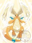  claws colored_skin dragon dragonite feathered_wings flying full_body happy head_wings horns leg_wings mega_dragonite mega_pokemon no_humans open_mouth orange_skin pokemon pokemon_(creature) pokemon_focus single_horn smile solo tail wings yami_gallery 