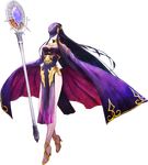  1girl bare_legs breasts cape concept_art covered_face fire_emblem full_body high_heels medium_breasts multiple_views official_art pelvic_curtain see-through simple_background staff standing tharja transparent_background very_long_hair 