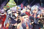  beret blonde_hair braid brown_hair chibi christmas christmas_tree detached_sleeves food food_on_face fur_hat g28_(girls_frontline) g41_(girls_frontline) girls_frontline green_eyes hat hk416_(girls_frontline) long_hair m16a1_(girls_frontline) m4_sopmod_ii_(girls_frontline) makarov_(girls_frontline) menpo mg5_(girls_frontline) mp5_(girls_frontline) multiple_girls necktie ntw-20_(girls_frontline) p7_(girls_frontline) police_hat red_eyes short_hair silver_hair skyline spas-12_(girls_frontline) super_shorty_(girls_frontline) thighhighs thompson_submachine_gun_(girls_frontline) ushanka 