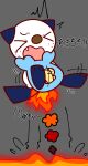 absurd_res ambiguous_gender anthro bodily_fluids burning butt_on_fire eyes_closed fire generation_5_pokemon hand_on_butt hi_res lava nintendo open_mouth oshawott pain pokemon pokemon_(species) semi-anthro smoke solo tears xiaoxiatuzi