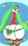  anthro big_(disambiguation) big_butt bubble_butt butt christmas clothing colored female holidays huge_butt jmf32_(artist) leggings legwear looking_back nintendo pok&eacute;mon pok&eacute;mon_(species) solo thick_thighs tsareena video_games wide_hips wrapping 