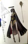  1girl breasts cape concept_art covered_face fire_emblem full_body high_heels japanese japanese_text long_hair medium_breasts multiple_views pelvic_curtain see-through staff standing text tharja translation_request 