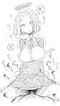  1girl ahegao blush breasts dress greyscale hetero kantai_collection large_breasts mechanical_halo monochrome noumiso open_mouth penis sex short_hair sketch solo_focus tatsuta_(kantai_collection) 