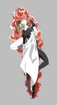  akihiko_(sw4553) androgynous closed_eyes gem_uniform_(houseki_no_kuni) grey_background houseki_no_kuni labcoat long_hair multicolored_hair multiple_others nail_polish padparadscha_(houseki_no_kuni) red_hair rutile_(houseki_no_kuni) short_sleeves 