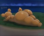  2017 absurd_res ambiguous_gender anthro bear big_butt brown_fur bubble_butt butt digital_media_(artwork) fur hi_res huge_butt lying mammal miso_souperstar nude on_front shortstack sleeping solo thick_thighs video_games voluptuous wide_hips 