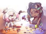  2017 cephalopod clothing dark_skin duo female food hi_res humanoid inkling marina_(splatoon) marine nintendo not_furry octoling oden pearl_(splatoon) splatoon tentacle_hair tentacles toy video_games 