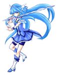  1girl blue_eyes blue_hair blush choker cure_beauty dress hair_wings long_hair magical_girl precure princess_form_(smile_precure!) skirt smile smile_precure! solo 