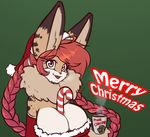  ahoge anthro big_breasts big_ears braided_hair breasts candy candy_cane christmas feline female food gamma_(scorpdk) hair holidays lynx mammal scorpdk 