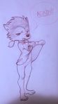  ?! annoyed anthro canine clothing clothing_lift cub disgusted dress dress_lift female half-closed_eyes hotel_transylvania mammal open_mouth pencil_(artwork) pussy speech_bubble studded_collar text traditional_media_(artwork) vaginal were werewolf winnie_werewolf_(hotel_transylvania) wolf young 