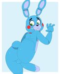  animatronic anthro balls blush bow_tie butt digital_media_(artwork) five_nights_at_freddy&#039;s five_nights_at_freddy&#039;s_2 humanoid lagomorph machine male mammal nude penis rabbit robot simple_background smile solo toy_bonnie_(fnaf) video_games 