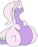 2017 ambiguous_gender belly curious cute d5ma dragon feral gastropod goodra green_eyes looking_at_viewer nintendo open_mouth pok&eacute;mon pok&eacute;mon_(species) simple_background sitting slightly_chubby snail solo thick_thighs video_games white_background 