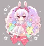  :o animal_ears azur_lane bangs bare_shoulders big_hair bird blush bow bunny bunny_ears candy candy_wrapper character_name chick eyebrows_visible_through_hair food hair_between_eyes hair_bow hair_ornament hair_scrunchie hairband jacket laffey_(azur_lane) lollipop long_hair long_sleeves looking_at_viewer off_shoulder panties parted_lips pink_bow pink_jacket pocopoco polka_dot polka_dot_bow red_bow red_eyes red_hairband red_scrunchie scrunchie sleeves_past_wrists solo star striped striped_panties swirl_lollipop thighhighs twintails underwear unmoving_pattern very_long_hair white_legwear 