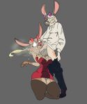  absurd_res angry animal_humanoid anthro balls bec_the_rabbit big_penis bigbun_3 blush bodily_fluids bottomwear bottomwear_down breasts bun-e clenched_teeth clothed clothing collared_shirt cum cum_between_breasts cum_in_mouth cum_inside cum_on_breasts cum_on_face cum_on_leg cum_on_snout cum_stain cum_under_clothes dress dress_shirt duo ejaculation eyes_closed female fur genital_fluids genitals hi_res horn humanoid kneeling lagomorph lagomorph_humanoid legwear leporid leporid_humanoid male mammal mammal_humanoid panties pants pants_down partially_clothed penis pink_clothing pink_panties pink_underwear rabbit rabbit_humanoid shirt standing standing_on_toes stockings tan_body tan_fur teeth topwear underwear 