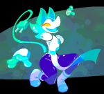 abstract_background anthro belt blue_bottomwear blue_clothing blue_hair blue_pants blue_tail boots bottomwear cable_tail clothing cool_colors cryptiacurves darkner deltarune digital_drawing_(artwork) digital_media_(artwork) disembodied_hand dress electrical_plug eyelashes felid feline female floating footwear hair long_tail low_res machine mammal no_pupils open_mouth open_smile orange_eyelashes pants robot robot_anthro shoes slit_dress smile solo tail tasque_manager teal_hair teal_mouth thick_thighs undertale_(series) white_boots white_clothing white_dress white_footwear yellow_eyes