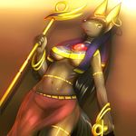  anubian_jackal anubis breasts canine clothed clothing deity female invalid_color jackal jewelry mammal skimpy staff under_boob ほっぴんぐ 