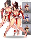  1girl alternate_color breasts brown_eyes brown_hair character_name cleavage fatal_fury huge_breasts long_hair ponytail shiranui_mai w-link 