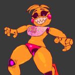 3d_(artwork) 4_fingers anthro avian beakless bib big_breasts bird black_sclera breasts cel_shading chicken clothing crawling cryptiacurves digital_media_(artwork) female fingers five_nights_at_freddy&#039;s five_nights_at_freddy&#039;s_2 galliform gallus_(genus) glistening glistening_body grey_background grin grinning_at_viewer heart_pupils looking_at_viewer non-mammal_breasts panties phasianid pink_clothing pink_panties pink_underwear robot_anthro scottgames shaded sharp_teeth simple_background smile smiling_at_viewer solo teeth thick_thighs toy_chica_(fnaf) underwear wide_hips yellow_body