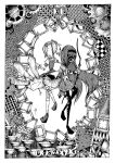  2girls abstract abstract_background akemi_homura akemi_homura_(magical_girl) argyle_clothes argyle_footwear argyle_pantyhose black_hair black_pantyhose bow bow_(weapon) bubble_skirt card chess_piece clock clock_tower collared_capelet floating_hair full_body gears gloves greyscale hair_bow hair_ribbon hairband highres holding kaname_madoka kaname_madoka_(magical_girl) kneehighs lamp long_hair long_sleeves madoka_runes magical_girl mahou_shoujo_madoka_magica monochrome multiple_girls pantyhose patterned pleated_skirt puffy_short_sleeves puffy_sleeves ribbon rigel0310 short_sleeves short_twintails skirt socks surreal tarot tarot_card the_world_(tarot) thread tower twintails weapon 