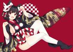  :d animal_ears ankle_boots azur_lane bangs bekotarou black_footwear black_kimono blunt_bangs blush boots breasts cat_ears checkered eyebrows_visible_through_hair fang floral_print from_side full_body hands_up invisible_chair japanese_clothes kimono knees_up large_breasts long_sleeves looking_at_viewer looking_to_the_side mask mask_on_head open_mouth panties pantyshot pantyshot_(sitting) paw_pose pom_pom_(clothes) red_eyes sideboob sitting smile solo thighhighs underbust underwear wide_sleeves yamashiro_(azur_lane) 