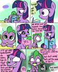 2017 book comic dialogue doll dragon duo emositecc english_text equine female feral friendship_is_magic hair horn mammal multicolored_hair my_little_pony scalie smartypants_(mlp) spike_(mlp) text twilight_sparkle_(mlp) unicorn young 