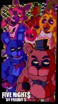 3d_(artwork) ambiguous_gender animatronic anthro avian bass_guitar beak bear bib bird black_bow_tie blue_body bonnie_(fnaf) bow_tie brown_body buckteeth candle canid canine cel_shading checkered checkered_background chica_(fnaf) chicken clothing cryptiacurves cupcake_(fnaf) digital_media_(artwork) electronics english_text eye_patch eyewear female five_nights_at_freddy&#039;s food food_creature fox foxy_(fnaf) freddy_(fnaf) galliform gallus_(genus) gesture golden_freddy_(fnaf) group guitar half-closed_eyes hand_gesture hat headgear headwear hi_res holding_guitar holding_microphone holding_musical_instrument holding_object holding_plate hook hook_hand lagomorph leporid living_cupcake looking_at_viewer machine male mammal microphone musical_instrument narrowed_eyes open_mouth orange_sclera outline pattern_background phasianid pink_sclera plucked_string_instrument poster purple_eyes purple_sclera rabbit raised_finger raised_index_finger red_body red_bow_tie robot robot_anthro scottgames shaded sharp_teeth shush simple_background spring_bonnie_(fnaf) string_instrument teeth text top_hat white_eyes wire yellow_body yellow_eyes yellow_outline yellow_sclera