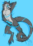  2017 anthro balls claws erection fur male mammal nude paws penis pinup pose presenting sergal skdaffle smile solo tongue 