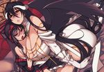  albedo ass bare_shoulders black_hair blush breasts cleavage commentary_request gloves horns huge_breasts long_hair looking_at_viewer multiple_girls overlord_(maruyama) red_eyes shalltear_bloodfallen small_breasts tongue tongue_out wings xration yellow_eyes 