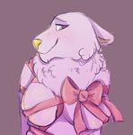  2017 anthro big_breasts blush bound breasts canine chow_chow cute digital_media_(artwork) dog esprit_arait female fur hi_res iris_the_chow looking_at_viewer mammal nude ribbons simple_background smile solo 
