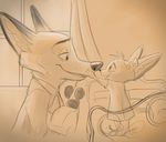  2017 absurd_res anthro canine clothed clothing disney fan_character female fox fur hi_res isabelle_wilde male mammal nick_wilde sketch trashasaurusrex zootopia 