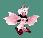 albino anthro balls bat bat_wings bela_(harlequinkiller) black_sclera blush bottomless breasts clothed clothing exposed_breasts flashing flashing_breasts footwear genitals gynomorph harlequinkiller hoodie intersex leaf-nosed_bat legwear mammal membrane_(anatomy) membranous_wings microbat pattern_clothing pattern_footwear pattern_legwear pattern_socks penis socks striped_clothing striped_footwear striped_socks stripes thigh_highs topwear vampire_bat vein wings yangochiropteran
