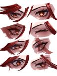 absurdres eyelashes genshin_impact highres if0208 mavuika_(genshin_impact) red_eyes red_hair simple_background solo symbol_in_eye white_background yellow_pupils 