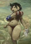 american_flag american_flag_bikini anon2000000 beard belly big_breasts bikini black_hair breasts canid canine canis clothing domestic_dog facial_hair female flag_bikini fur hair hi_res mammal messy_hair navel short_hair solo swimwear thick_thighs two-piece_swimsuit underwater underwater_scenery underwater_view united_states_of_america water white_body white_fur