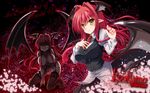  breasts demon garter_belt heart koakuma long_hair no_bra nopan pointed_ears red_hair stockings thighhighs touhou wings yamu_(reverse_noise) yellow_eyes 