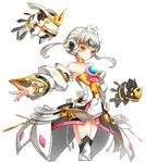  absurdres bare_shoulders choker closed_mouth code:_empress_(elsword) cowboy_shot detached_sleeves dress elsword eve_(elsword) expressionless forehead_jewel gem highres moby_(elsword) official_art remy_(elsword) ress robot short_hair solo thighhighs transparent_background twintails white_hair white_sleeves yellow_eyes yellow_neckwear zettai_ryouiki 