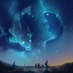  aerroscape cactus desert detailed_background fish marine night peaceful pisces_(zodiac) sky smoke star starry_sky sunrise teepee 