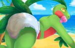 2025 4_tails abdl adult_baby ageplay all_fours anthro artist_name ass_up beach beachside belly_stripes blush blush_lines bolt_emanata butt butt_focus clothed clothing cloud cloudy_sky colored day detailed_background diaper diaper_fetish diaper_focus diaper_only diaper_use digital_media_(artwork) dino_evergreen dinosaur dromaeosaurid elemental_creature emanata embarrassed embarrassed_male eyebrows fan_character feces flora_fauna fructoruu generation_3_pokemon glistening glistening_eyes glistening_leaves green_arms green_back green_body green_eyebrows green_face green_legs green_scales green_snout green_stripes green_upper_jaw grovyle head_leaf heart_symbol infantilism leaf leaf_tail leaves_on_arms leaves_on_body looking_at_viewer male multi_tail nintendo object_in_mouth pacifier pacifier_in_mouth palm_tree pink_pacifier plant pokemon pokemon_(species) prehistoric_species raised_eyebrows rear_view red_body red_face red_lower_jaw red_scales red_snout red_torso red_underbelly reptile roleplay sand saurischian scales scalie sea shocked shrub sky skyscape soiled_diaper solo stripes tail text theropod three-quarter_view topless tree unclean_diaper used_diaper water wearing_diaper white_diaper yellow_eyes yellow_sclera