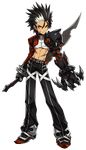  absurdres armor artist_request belt black_armor black_hair black_pants claws closed_mouth elsword expressionless full_body highres holding holding_sword holding_weapon looking_at_viewer male_focus mechanical_arm multicolored_hair official_art orange_eyes over_taker_(elsword) pants raven_(elsword) reverse_grip scar shoes solo spiked_hair standing sword transparent_background two-tone_hair weapon white_hair 
