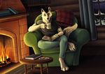  beverage book cabin canine clothed clothing coffee cup digital_media_(artwork) fur holidays inside male mammal reading sevenarms sitting snow white_fur window winter wolf 