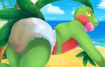 2025 4_tails abdl adult_baby ageplay all_fours anthro artist_name ass_up beach beachside belly_stripes blush blush_lines bodily_fluids bolt_emanata butt butt_focus clothed clothing cloud cloudy_sky colored day detailed_background diaper diaper_fetish diaper_focus diaper_only diaper_use digital_media_(artwork) dino_evergreen dinosaur dripping_urine dromaeosaurid elemental_creature emanata embarrassed embarrassed_male eyebrows fan_character feces flora_fauna fructoruu generation_3_pokemon genital_fluids glistening glistening_eyes glistening_leaves green_arms green_back green_body green_eyebrows green_face green_legs green_scales green_snout green_stripes green_upper_jaw grovyle head_leaf heart_symbol infantilism leaf leaf_tail leaking_diaper leaves_on_arms leaves_on_body looking_at_viewer male multi_tail nintendo object_in_mouth pacifier pacifier_in_mouth palm_tree pink_pacifier plant pokemon pokemon_(species) prehistoric_species raised_eyebrows rear_view red_body red_face red_lower_jaw red_scales red_snout red_torso red_underbelly reptile roleplay sand saurischian scales scalie sea shocked shrub sky skyscape soaked soiled_diaper solo stripes tail text theropod three-quarter_view topless tree unclean_diaper urine urine_drip used_diaper water wearing_diaper wet_diaper white_diaper yellow_eyes yellow_sclera