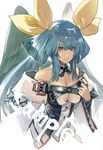  angel_wings banpai_akira blue_hair breasts cleavage commentary_request dizzy glowing glowing_eyes guilty_gear guilty_gear_xrd hair_ribbon large_breasts red_eyes ribbon sample simple_background solo white_background wings 