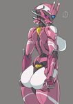  1girl ass ass_support black_sclera breasts commentary_request from_behind large_breasts looking_back mecha mikoyan original pink_eyes solo 