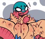 anthro anthrofied archeops avian blush feathers female fossil_pokemon generation_5_pokemon genitals moogers nintendo nude pokemon pokemon_(species) solo surprised vulva yellow_body