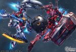  artist_request cable chain copyright_notice glowing glowing_eyes glowing_hot gquuuuuux gundam gundam_card_game gundam_gquuuuuux heat_hawk lens_flare logo machinery mecha mecha_focus mobile_suit motion_blur official_art realistic red_gundam robot roundel science_fiction shield space star_(sky) sunrise_(company) thrusters v-fin zero_gravity 