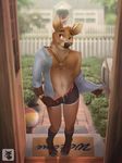  anthro boxers_(clothing) brown_eyes cervine clothing deer eyewear glasses jewelry k_98 male mammal navel necklace nipples public solo underwear undressing 