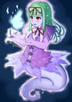 blue_flame full_body ghost green_hair pink simple_background skirt spirit 