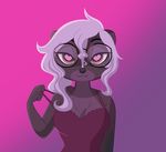  &lt;3 &lt;3_eyes 2017 :3 anthro breasts chest_tuft cleavage clothed clothing diana_rayablanca disney eyewear fan_character female glasses gradient_background hair half-length_portrait looking_at_viewer mammal off_shoulder pink_background portrait simple_background skeletonguys-and-ragdolls skunk solo tuft white_hair zootopia 