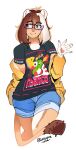 absurd_res anthro arcade clothing eyewear felid female front_view gaming glasses hi_res hoodie humanoid lion luxar92 mammal pantherine shirt solo t-shirt topwear wide_hips yellow_clothing yellow_hoodie yellow_topwear