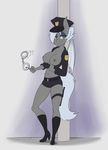  2017 anthro areola bat_pony breasts clothing equine fan_character female hair handcuffs hat hi_res looking_at_viewer mammal my_little_pony navel nightstick nipples police police_hat shackles shorts simple_background skecchiart smile snow_drift_(oc) solo white_tail wings 