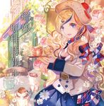  anchor_hair_ornament bangs belt beret blonde_hair blue_hair commandant_teste_(kantai_collection) cover cover_page cowboy_shot dessert double-breasted doujin_cover food glass hair_ornament hat jacket kantai_collection long_hair looking_at_viewer multicolored multicolored_clothes multicolored_hair multicolored_scarf plaid plaid_scarf pom_pom_(clothes) red_hair rioka_(southern_blue_sky) scarf solo streaked_hair swept_bangs translation_request wavy_hair white_hair 